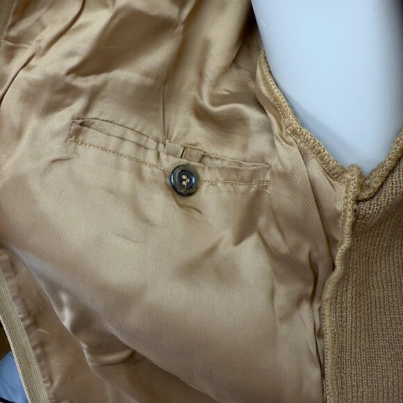 BALLY Heritage Suede Tan Knitted Lazy Luxury Western Boho Jacket Zip-up M - Picture 8 of 9